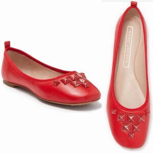 MARC JACOBS Cleo Studded Ballet Flat Red 8